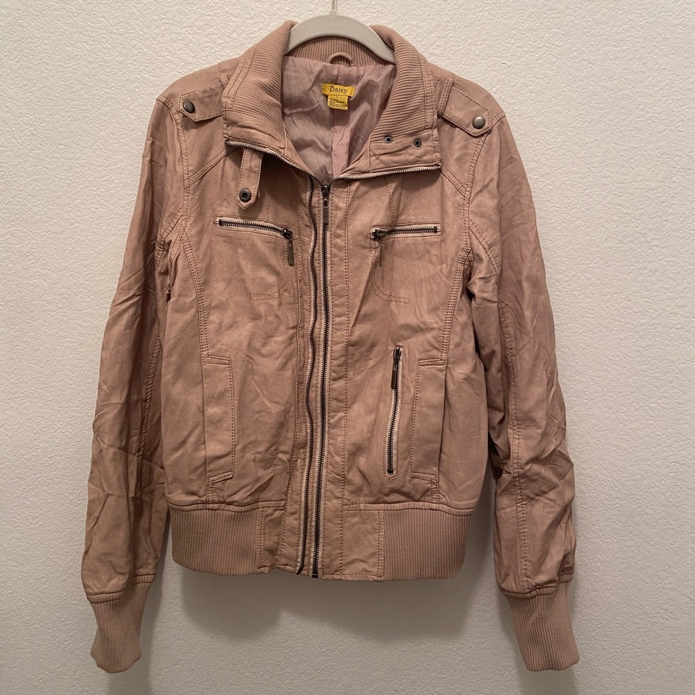 Daisy Rosè pleather moto jacket
